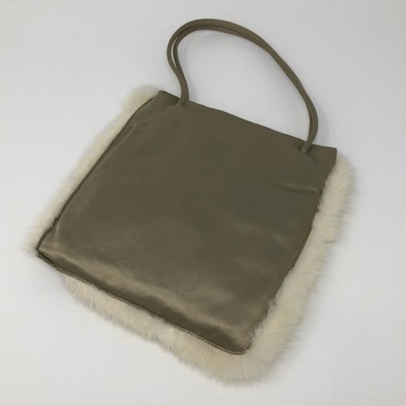 PRADA Silver Satin and Mink-Trimmed Small Mini Handbag Raso Evening Bag - Picture 3 of 11
